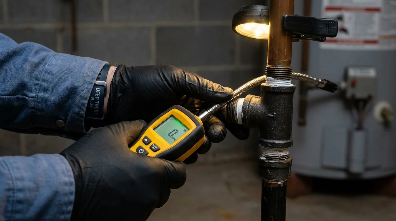 Gas leak detection with electronic sniffer by Johns Plumbing LLC in Saint Peter