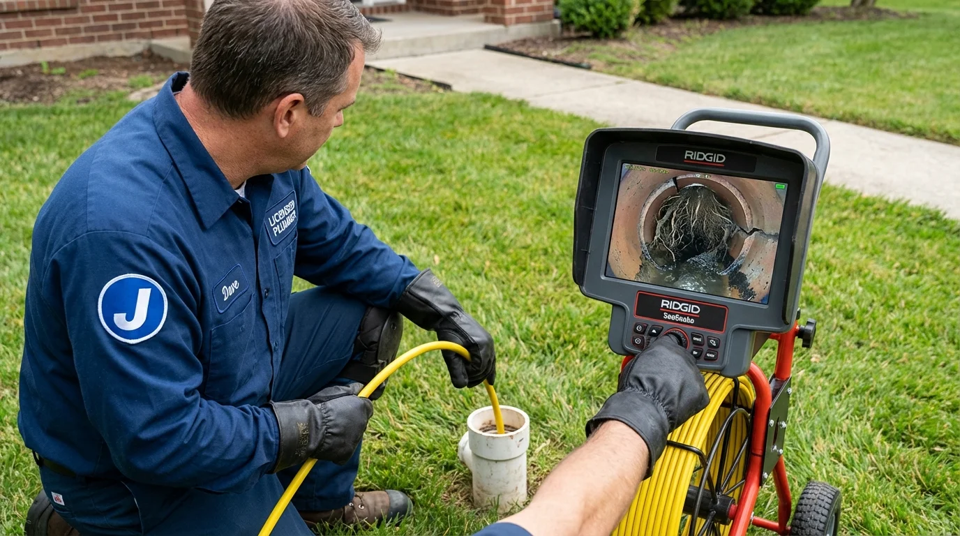 Sewer camera inspection being performed by Johns Plumbing LLC in Saint Peter