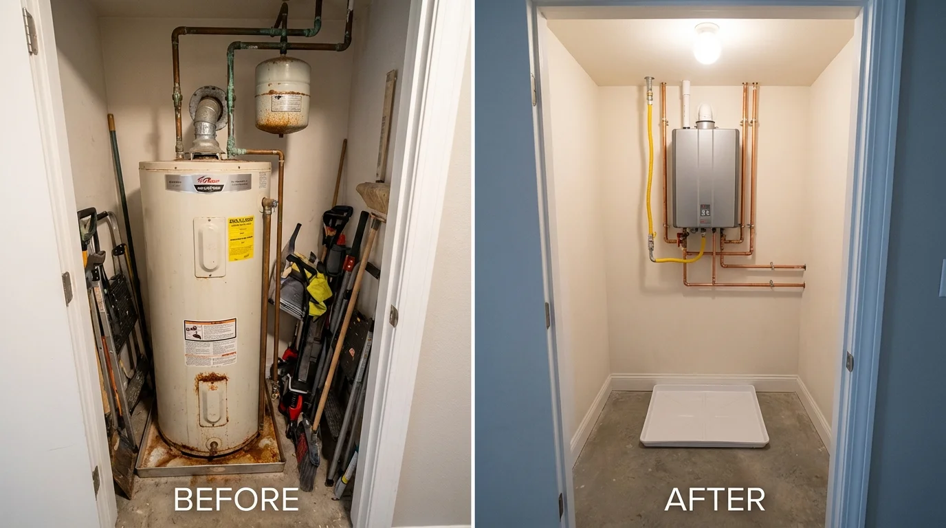 Tank water heater versus wall-mounted tankless unit comparison for Saint Peter, MN homeowners