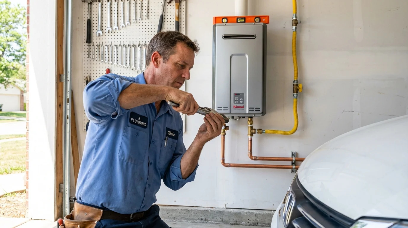 Tankless water heater installation by a Johns Plumbing LLC plumber in Saint Peter